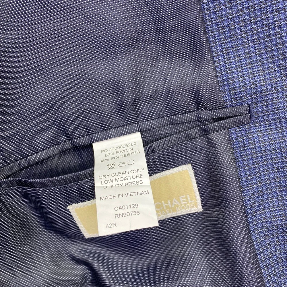 Michael Kors Mens 42R Blue Micro Pattern Two Button Blazer Sport Coat NWT